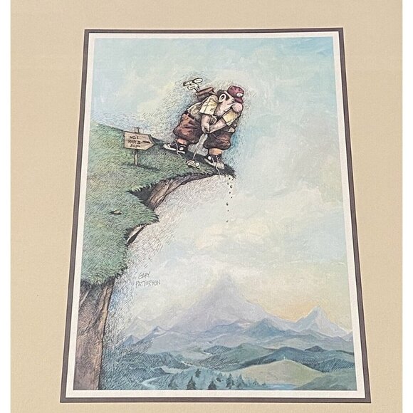 Gary Patterson Framed Golf Print First Hole 18x14 Matted Funny Sports Man Cave - Picture 2 of 8